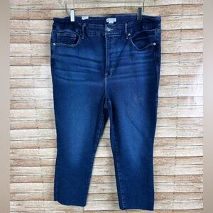 Good American Jeans Womens 20 Blue Denim Organic Skinny‎ Stretch Raw Hem Pants